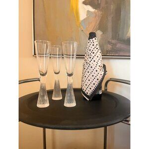 Set Of Three Artland Prescott Clear Modern Champagne Flutes 9 1/2" Honeycomb Ste